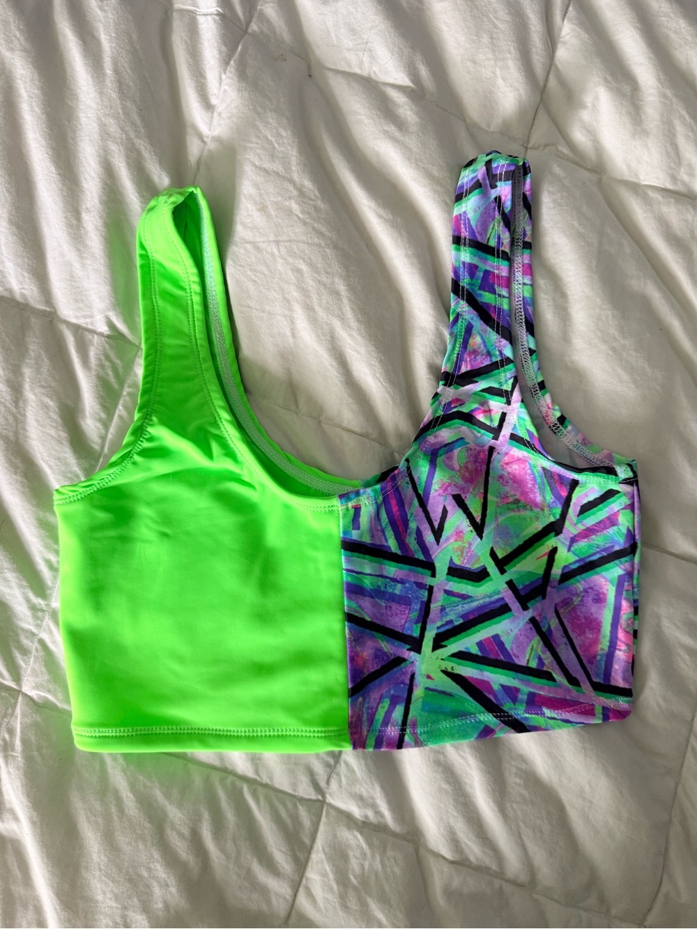 Neon Green & Multicolor Women's Two-Piece Rave Set - Picture 2 of 6